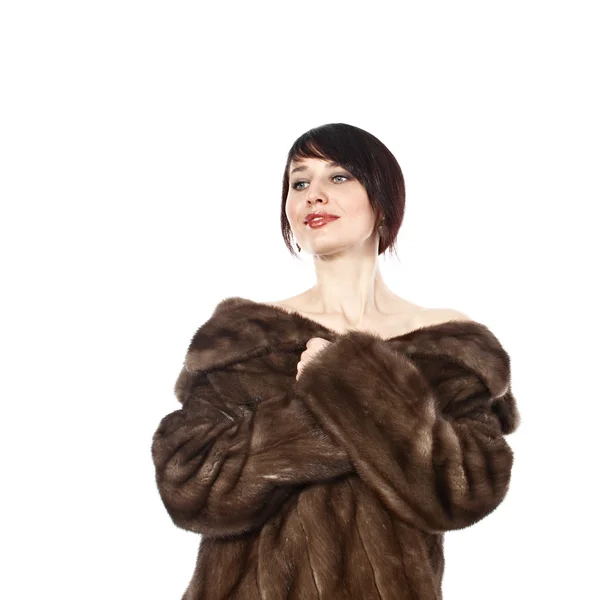 Lady in fur coat — Stock Photo, Image