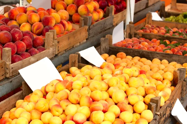 stock image Apricots and peaches at a market