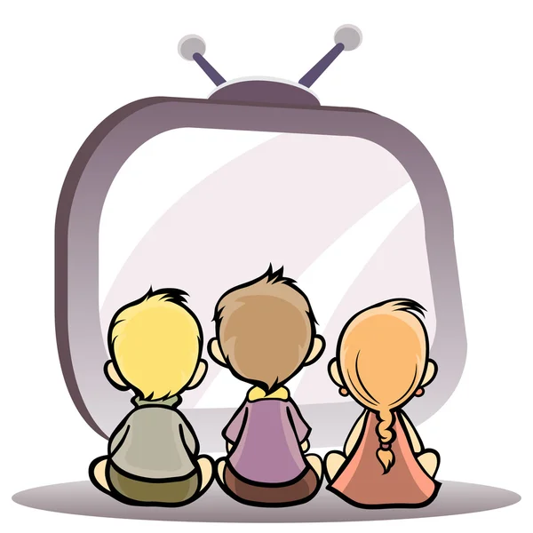 Дети смотрят телевизор — стоковый вектор