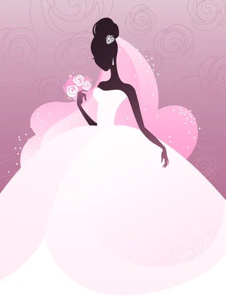 Young bride silhouette — Stock Vector