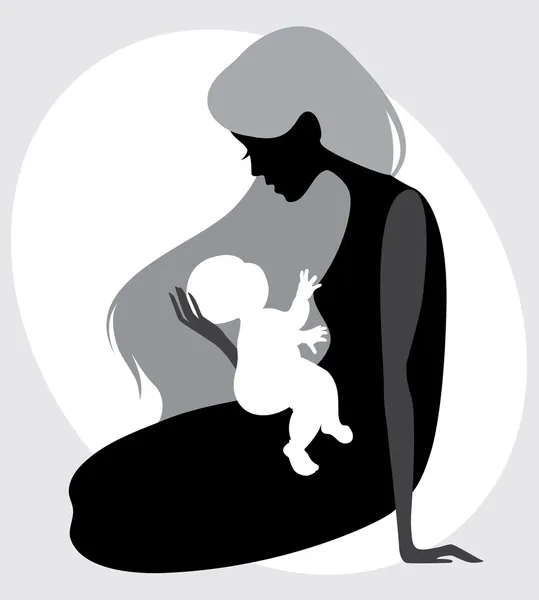 Силуэт матери и ребенка — стоковый вектор