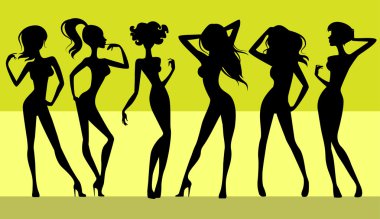 altı kız silhouettes
