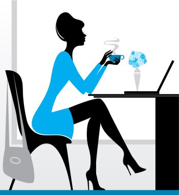 Girl with laptop clipart