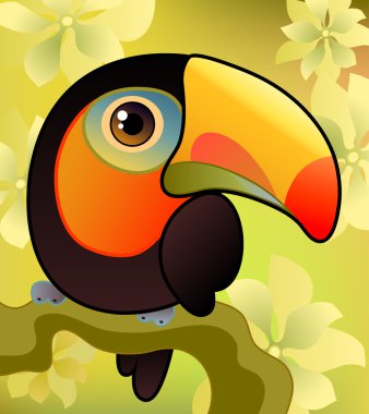 Toucan on the branch clipart