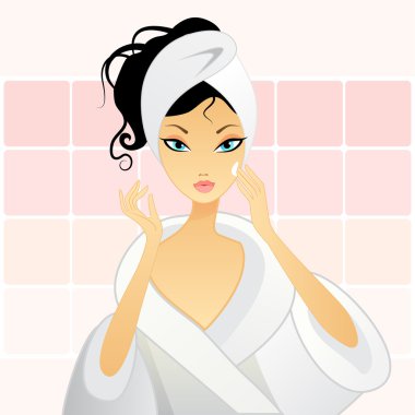 Girl in bathroom clipart