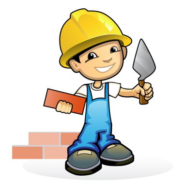 Young mason with trowel clipart