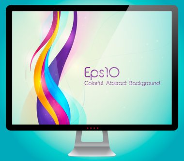 Colorful abstract background with monitor clipart