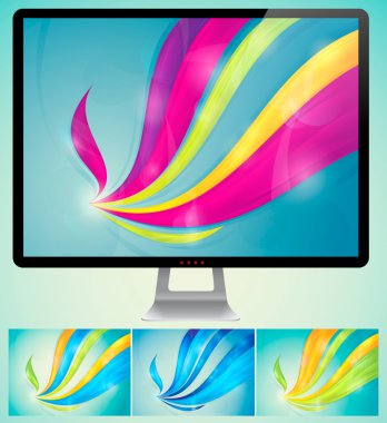 Curvy abstract background with monitor clipart