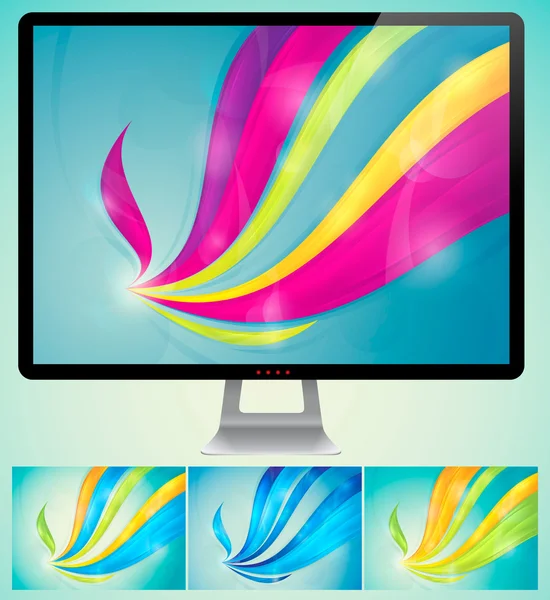 stock vector Curvy abstract background with monitor