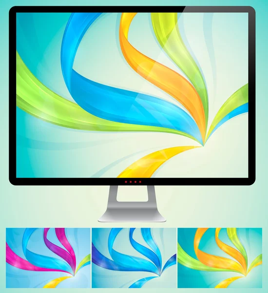 Curvy abstract background with monitor — Stock Vector