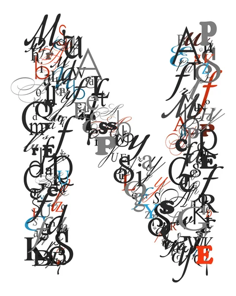 Mektup mektup--dan n, alfabe — Stok fotoğraf