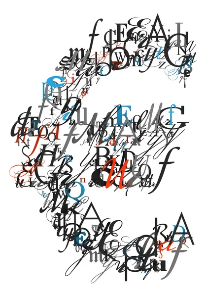 Euro sinal, alfabeto de letras — Fotografia de Stock