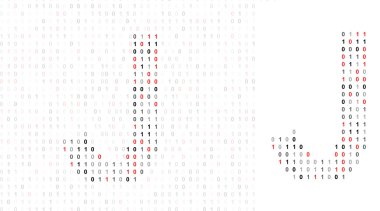 Letter J, alphabet from binary code