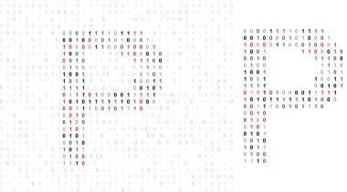 Letter P, alphabet from binary code clipart