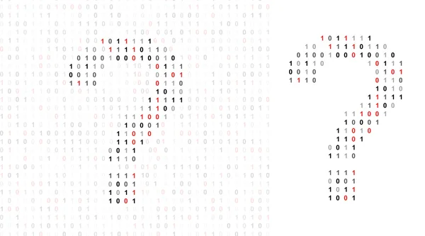 Semnul întrebării, alfabetul din codul binar — Fotografie, imagine de stoc