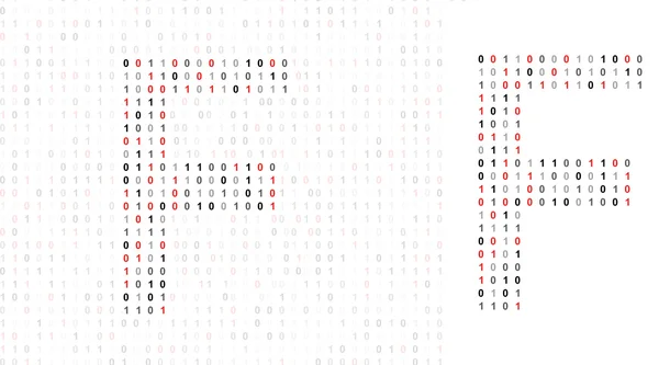 Buchstabe f, Alphabet aus Binärcode — Stockfoto