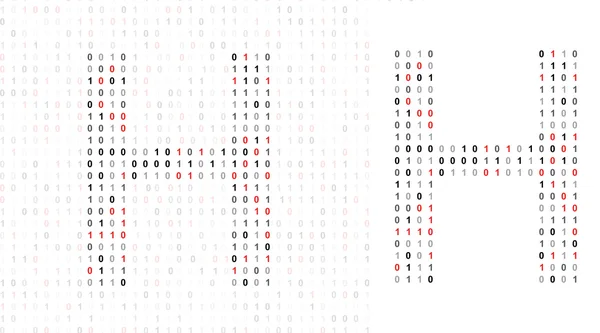 Буква H, алфавит из двоичного кода — стоковое фото