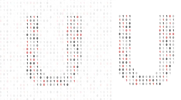 Lettera U, alfabeto dal codice binario — Foto Stock