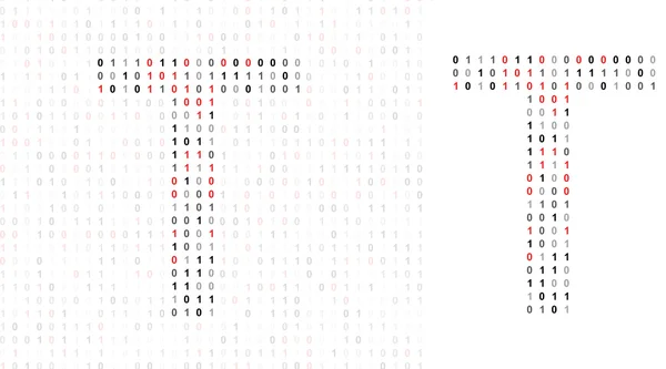 Letter T, alphabet from binary code — Stock Photo, Image