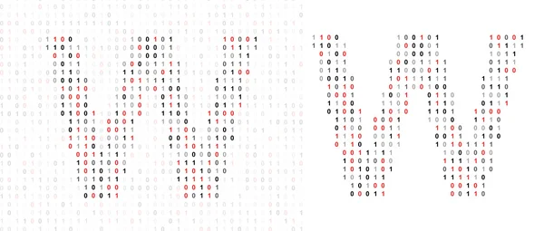 Carta W, alfabeto do código binário — Fotografia de Stock