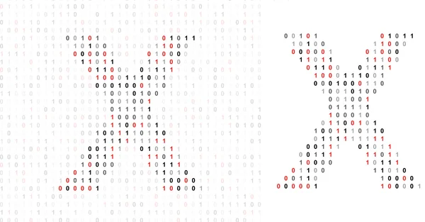 Буква X, алфавит из двоичного кода — стоковое фото