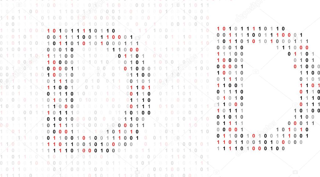 Letter D, alphabet from binary code