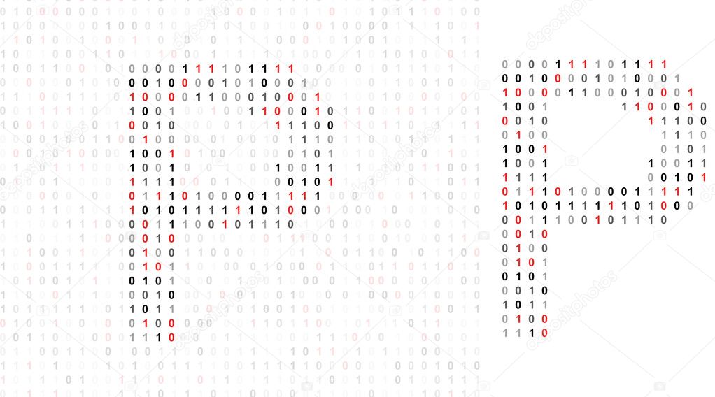 Letter P, alphabet from binary code