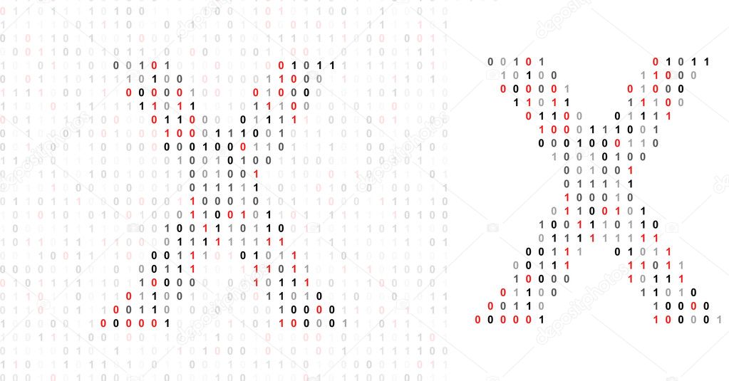 Letter X, alphabet from binary code