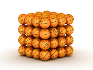 Basketbol topları yığını