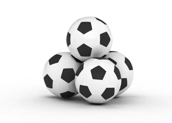 Small stack of football soccer balls — Stock Photo, Image