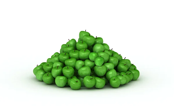 Großer Haufen grüner Äpfel — Stockfoto