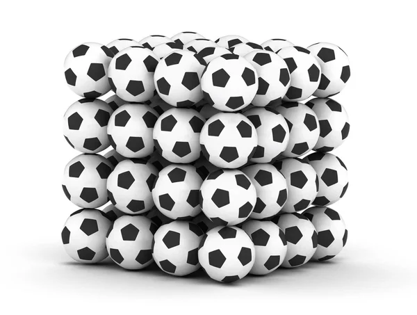 Stack of football soccer balls — Stock Photo, Image