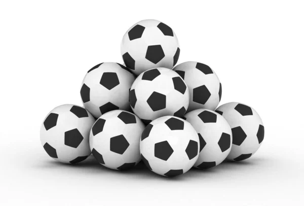 Stack of football soccer balls — Stock Photo, Image