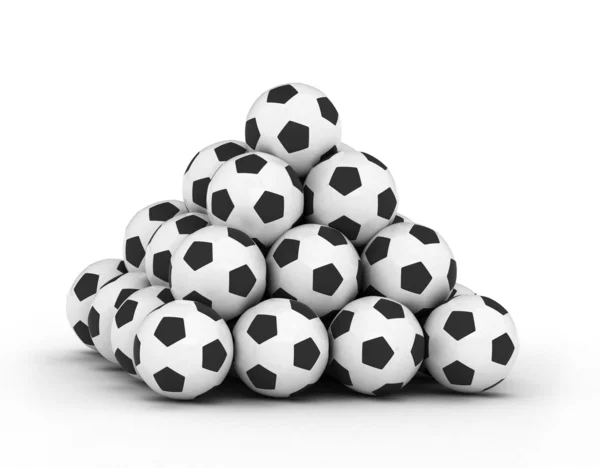 Pilha de bolas de futebol — Fotografia de Stock