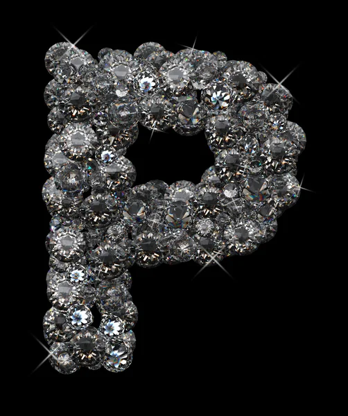 Buchstabe p in Diamanten — Stockfoto