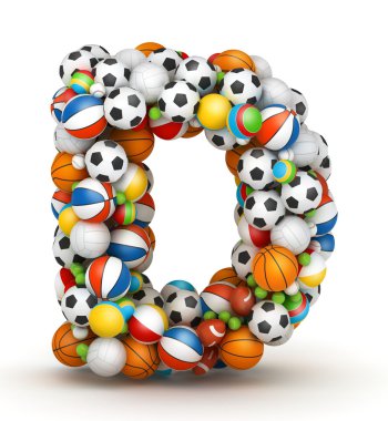 Letter D, gaming balls alphabet clipart