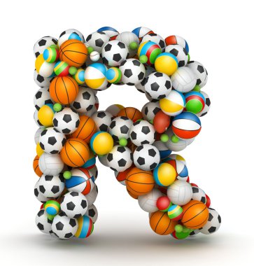 Letter R, gaming balls alphabet clipart