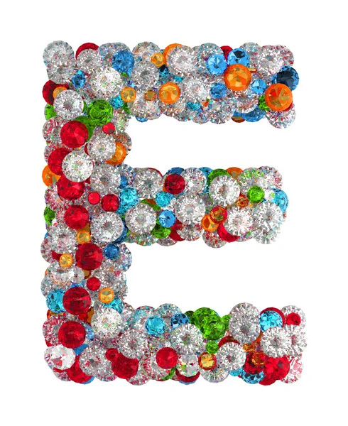 Letter E from gems — Stock Photo, Image