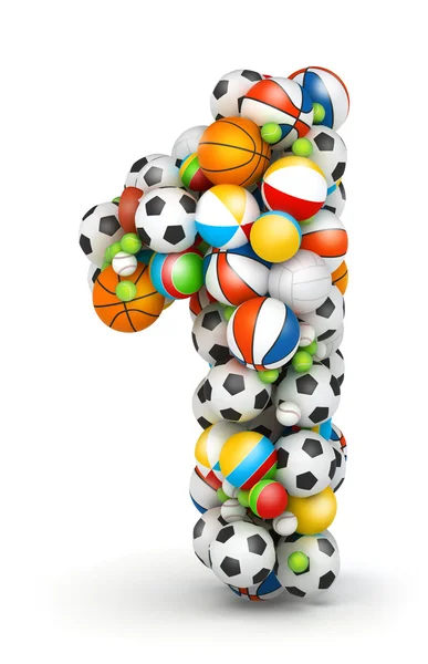 Número 1, alfabeto de bolas de jogo — Fotografia de Stock