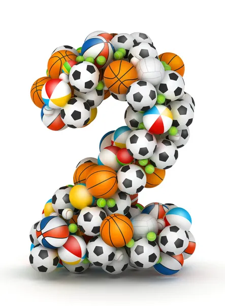 Номер 2, алфавит игровых мячей — стоковое фото