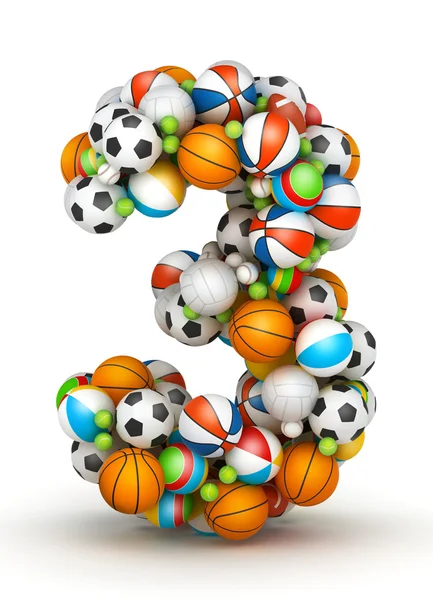 Número 3, alfabeto de bolas de juego —  Fotos de Stock