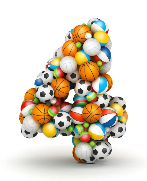 Number 4, gaming balls alphabet — Stock Photo, Image