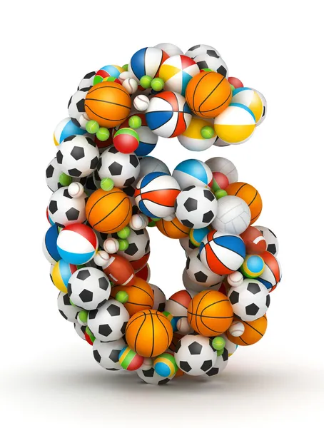 Number 6, gaming balls alphabet — Stock Photo, Image