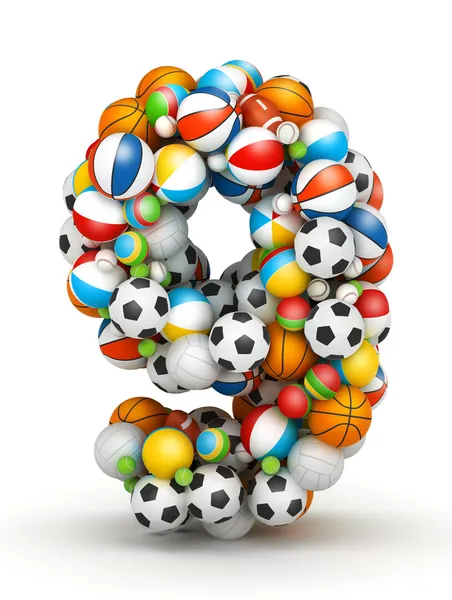 Número 9, alfabeto de bolas de juego —  Fotos de Stock