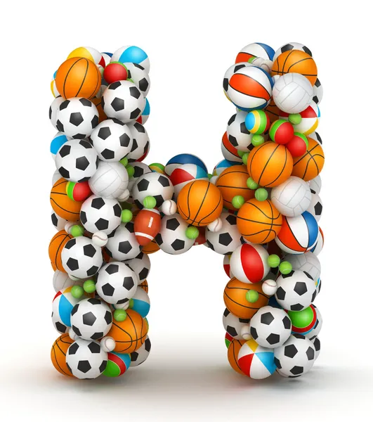 Буква H, алфавит игровых мячей — стоковое фото