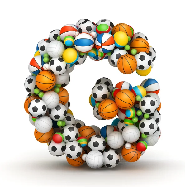 Буква G, алфавит игровых мячей — стоковое фото