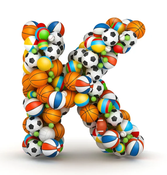 Буква K, алфавит игровых мячей — стоковое фото