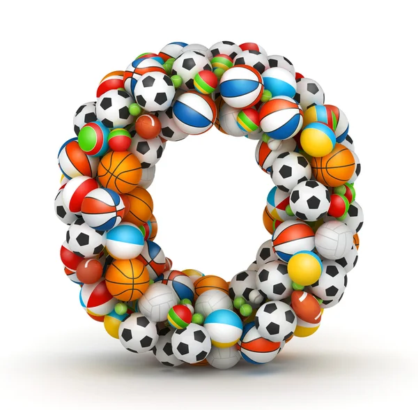 Буква О, алфавит игровых мячей — стоковое фото