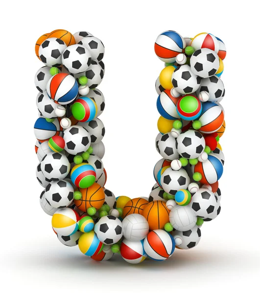 Буква U, алфавит игровых мячей — стоковое фото