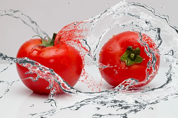 水のスプレーでトマト — ストック写真